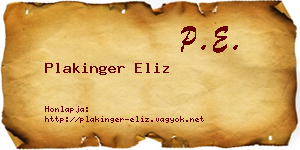 Plakinger Eliz névjegykártya